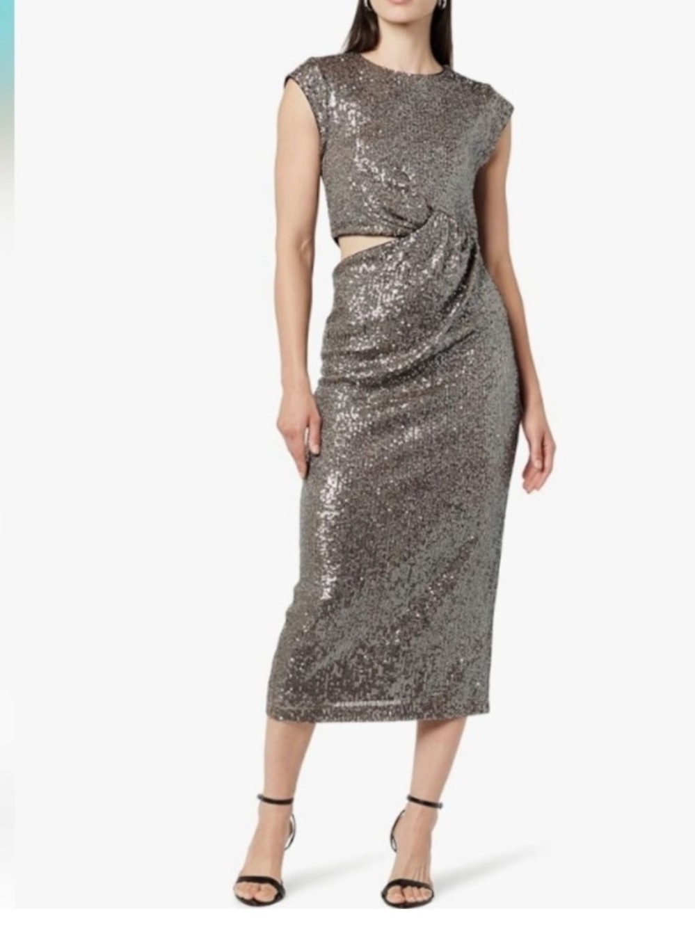 The Drop Sequin Twist Cutout Midi Dress